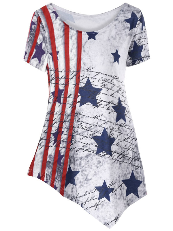 American Flag Asymmetric T-shirt