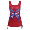 American Flag Patriotic Lace-up Tank Top