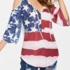 American Flag Tie Up Open Shoulder Top