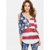 American Flag Tie Up Open Shoulder Top - Image 2