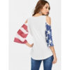 American Flag Tie Up Open Shoulder Top - Image 3