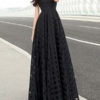 Black Cut Out Polyester Maxi Dress for Women