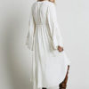 Black Maxi Dress Ethnic V Neck Long Sleeve Embroidered High Low Cotton Dress - Image 2