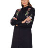 Black Shirt Dress Embroidered Long Sleeve Split Button Spring Dress