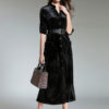 Black Shirt Dresses V Neck Long Sleeve Maxi Dress For Women