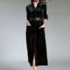 Black Shirt Dresses V Neck Long Sleeve Maxi Dress For Women - Image 2