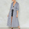 Blue Shirt Dress Long Sleeve Plaid Turndown Collar Women - Image 3