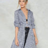 Blue Shirt Dress Long Sleeve Plaid Turndown Collar Women - Image 2