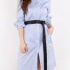 Blue Shirt Dress Turndown Collar Long Sleeve Women’s Summer Dresses