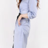 Blue Shirt Dress Turndown Collar Long Sleeve Women’s Summer Dresses - Image 4
