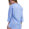 Blue Shirt Dress Turndown Collar Striped Embroidered 3/4 Length Sleeve Short Dresses For Women - Image 4
