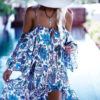 Boho Long Sleeve Straps Cold Shoulder Slip Dresses