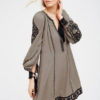 Boho Plunging Neck Fringe Split Shift Dresses - Image 3