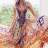 Boho Plunging Neckline Sleeveless Maxi Dresses