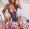 Boho Plunging Neckline Sleeveless Maxi Dresses - Image 2