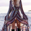 Boho V Neck High Split Long Sleeve Dresses - Image 3