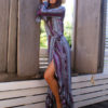 Boho V Neck High Split Long Sleeve Dresses - Image 2