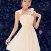 Champagne Evening Dress One-Shoulder Flowers Chiffon Flare Dress
