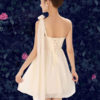 Champagne Evening Dress One-Shoulder Flowers Chiffon Flare Dress - Image 2