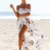Chiffon Short Sleeve High Slit Maxi Dresses - Image 2