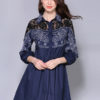 Cotton Shirt Dress Lace Embroidered Turndown Collar Women Mini Dress