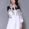 Cotton Shirt Dress Lace Embroidered Turndown Collar Women Mini Dress - Image 4