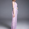 Elegant Lace Dress U Neck Sleeveless 3D Flower Shaping Lilac Maxi Dress - Image 3