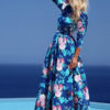 Floral Maxi Dress 2019 Women Blue Half Sleeve Summer Dress