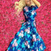 Floral Maxi Dress 2019 Women Blue Half Sleeve Summer Dress - Image 7