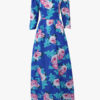 Floral Maxi Dress 2019 Women Blue Half Sleeve Summer Dress - Image 5