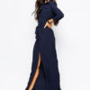 High Front Split Long Dress V-neck Long Sleeve Maxi Dress - Image 3