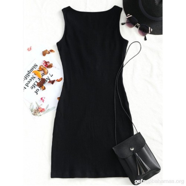 Knitted Snap Button Ribbed Dresses - Image 2