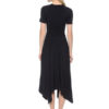 Long Black Dress Pleated Women’s Cut Out Short Sleeve Round Neck Irregular Maxi Dress - Image 3