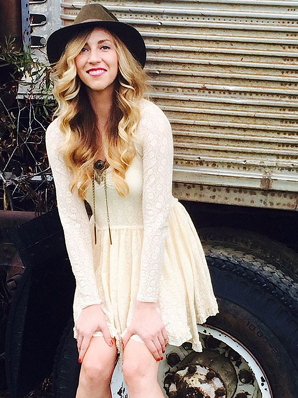 Long Sleeve Lace Dress Ruffles V Neck Summer Mini Dress