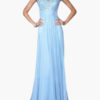 Maxi Prom Dress 2018 Blue Applique Sleeveless Long Party Dress Women Summer Dress