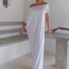 Off-The-Shoulder Maxi Dress Oversized White Cotton Dress