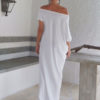 Off-The-Shoulder Maxi Dress Oversized White Cotton Dress - Image 2