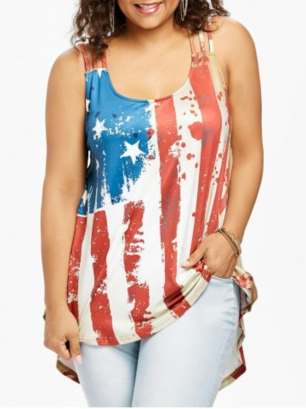 Patriotic American Flag Plus Size Tank Top