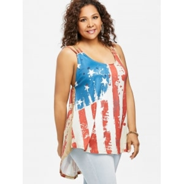 Patriotic American Flag Plus Size Tank Top - Image 2