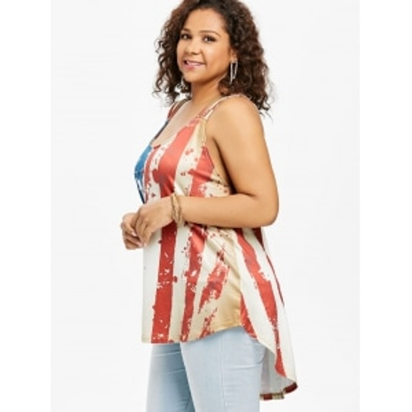 Patriotic American Flag Plus Size Tank Top - Image 3