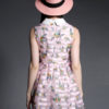Pink Skater Dress Women Short Dress Spread Collar Sleeveless Printed Flare Dress - Image 3