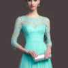 Red Maxi Dress Long Sleeve Lace Illusion Sweetheart Long Prom Dresses For Women - Image 4