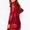 Red Shirt Dress Lace Women Long Sleeve Mini Dress Shift Dress - Image 8