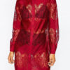Red Shirt Dress Lace Women Long Sleeve Mini Dress Shift Dress - Image 7