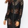 Red Shirt Dress Lace Women Long Sleeve Mini Dress Shift Dress - Image 3