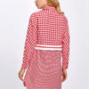 Red Shirt Dress Women Spread Collar Plaid Button Up Shift Dress - Image 4