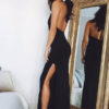 Sexy Maxi Dress Long Summer Dress Halter Sleeveless Split Backless Evening Dress - Image 5