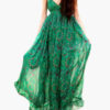 Sleeveless V-Neck Milk Silk Printed Woman's Maxi Dress