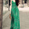 Sleeveless V-Neck Milk Silk Printed Woman's Maxi Dress - Image 3