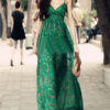 Sleeveless V-Neck Milk Silk Printed Woman's Maxi Dress - Image 2